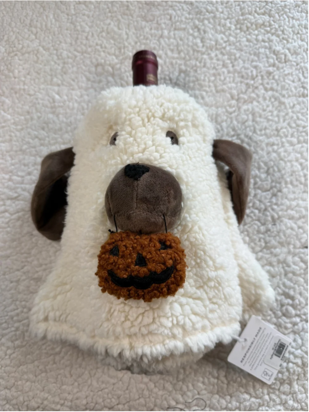 Pottery Barn Doug the Dog Ghost Wine Bottle Cover Spooky Summerween Augtober NWT